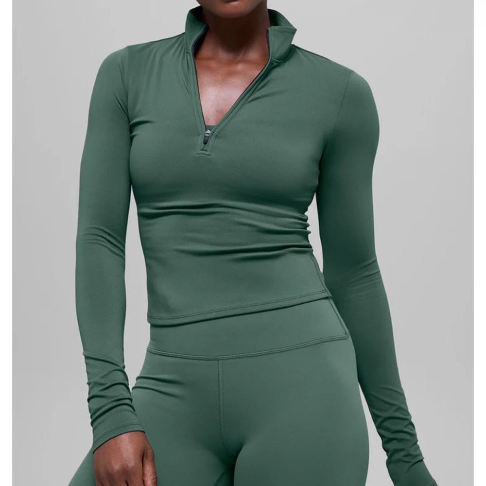 NWT ALO Yoga Softsculpt Precision 1/4 Zip Long Sleeve Clover Green Size MEDIUM